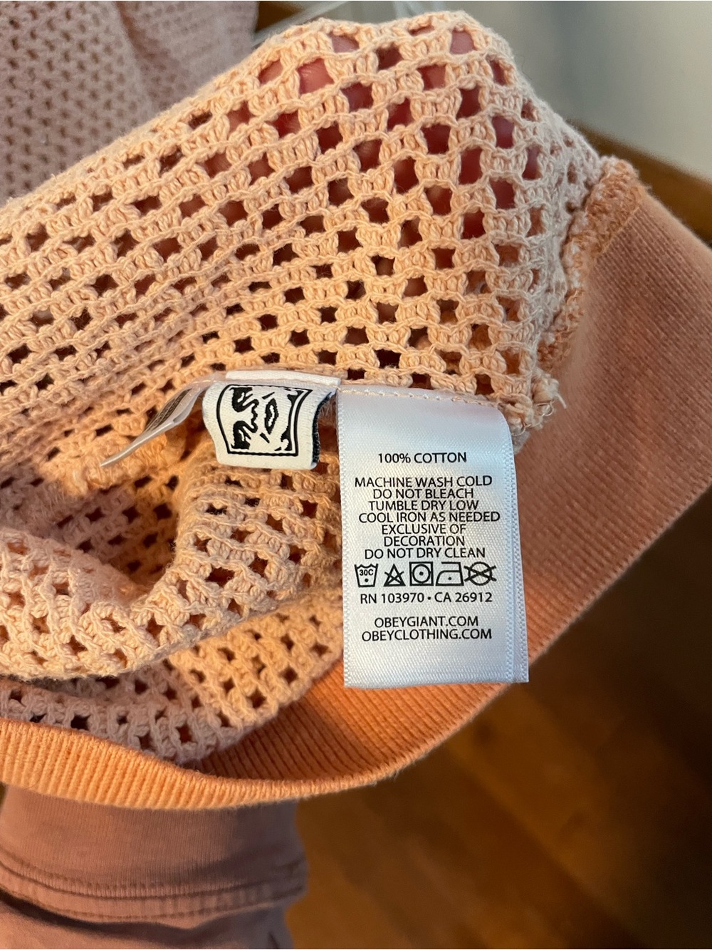 Obey Peach Short Sleeve Mesh Button-Up Polo - Picture 6 of 6